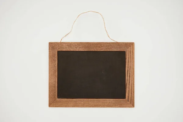 Blank Chalkboard Wooden Frame Thread Isolated White — Stock Photo, Image