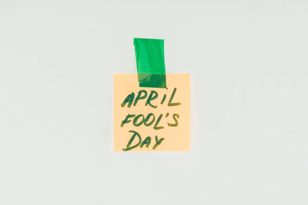 Close View Note April Fools Day Lettering Sticky Tape Isolated Royalty Free Stock Images