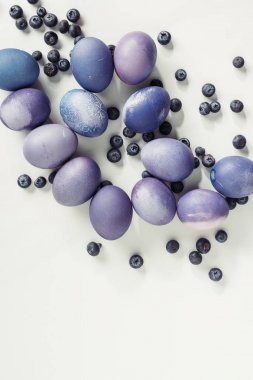 violet, üstten görünüm geleneksel Paskalya yumurtaları ve yaban mersini Grey boyalı 