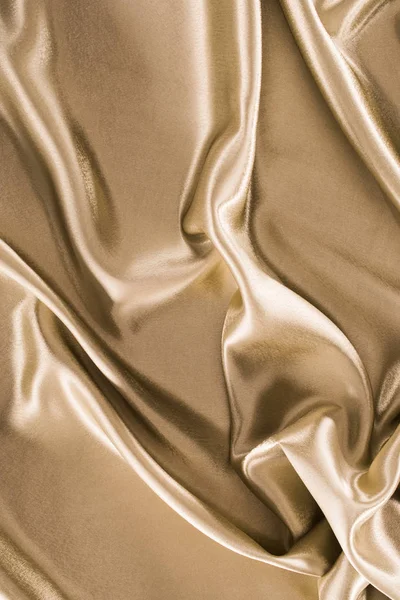 Golden Zerknüllt Glänzenden Satin Stoff Hintergrund — Stockfoto