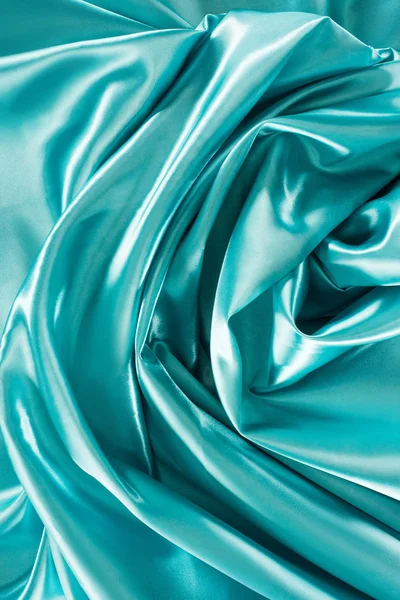 Turquoise Shiny Silk Fabric Background — Stock Photo, Image