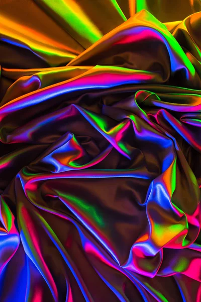 Colored Crumpled Shiny Satin Fabric Background — Stock Photo, Image