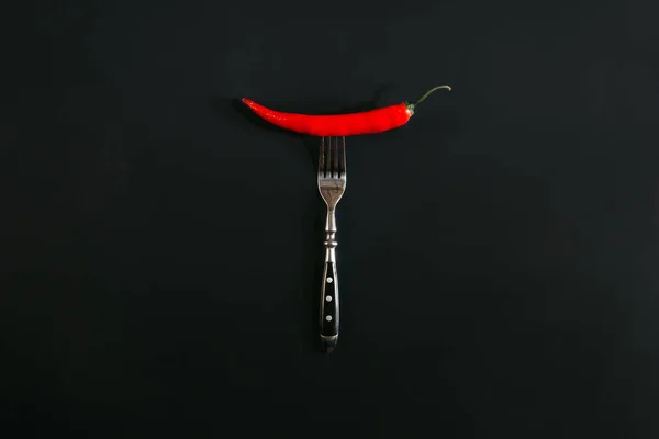 Red Hot Chili Pepper Fork Black — Stock Photo, Image