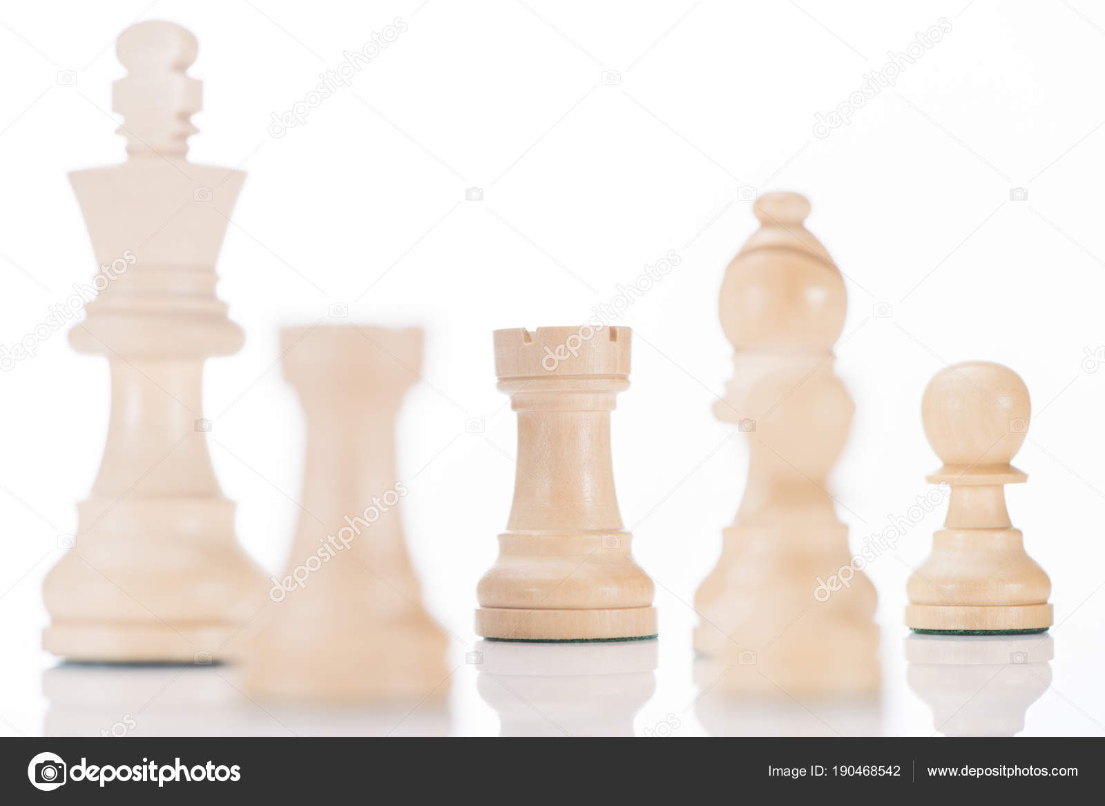 White Chess King Rooks Bishop Pawns White Stock Photo