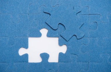 top view of one puzzle missing, business concept clipart