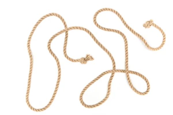 Görücü Usulü Kahverengi Deniz Üzerinde Beyaz Izole Knot Ile Üstten — Stok fotoğraf
