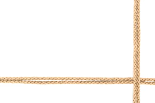 Vista Superior Cuerdas Náuticas Dispuestas Aisladas Blanco — Foto de Stock