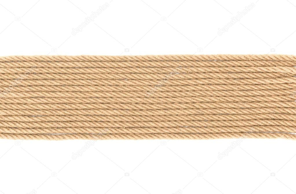 top view of arranged nautical ropes isolated on white