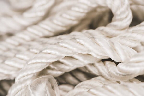 close up view of white nautical rope