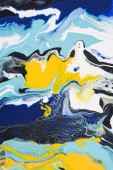 Abstraktní malba olej s žluté a modré barvy