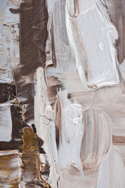 close up of beige and brown brush strokes of oil paint clipart