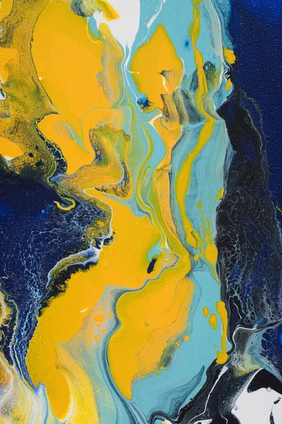 Fond Acrylique Abstrait Avec Peinture Jaune Bleue — Photo