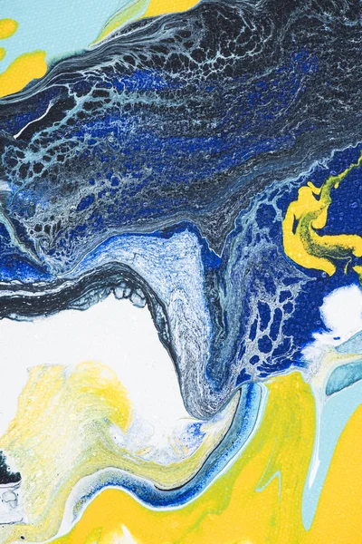 黄色と青の塗料で着色アクリルの抽象のテクスチャ — ストック写真
