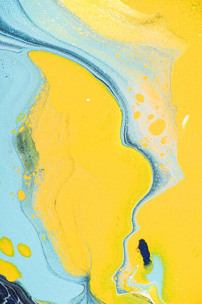 yellow and light blue acrylic painting as abstract creative background 