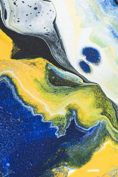 Nahaufnahme Abstrakter Textur Mit Gelber Und Blauer Ölfarbe — Stockfoto