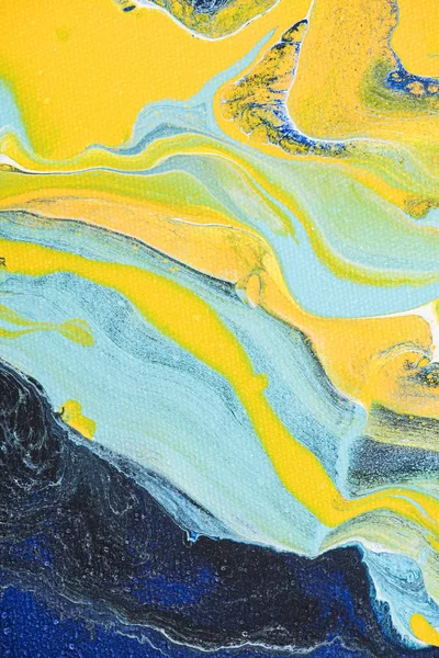 Peinture Huile Abstraite Avec Des Couleurs Jaunes Bleu Clair — Photo