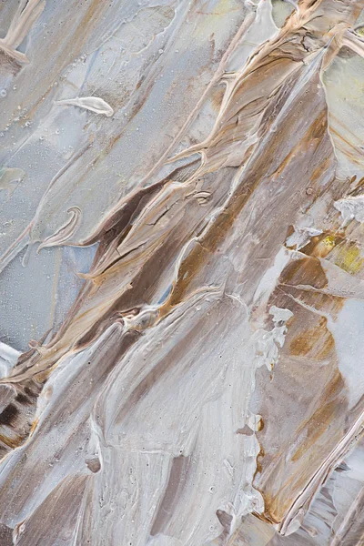 油絵の具のベージュと茶色のブラシ ストロークの抽象的なテクスチャ — ストック写真