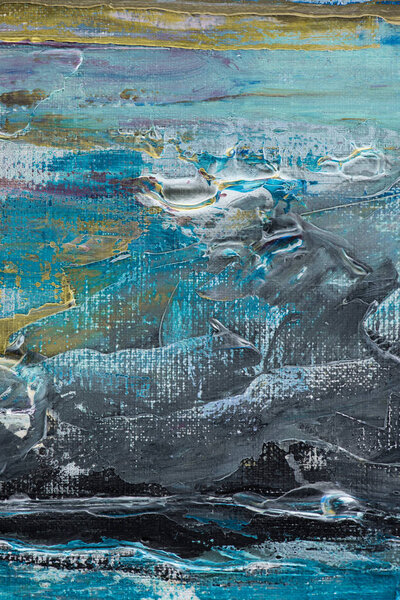 художественный фон с синими и серыми мазками кисти масляной краской
