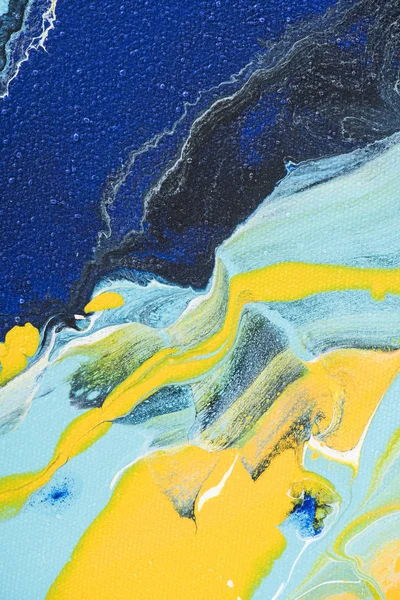 Abstrakter Acrylhintergrund Mit Gelber Und Blauer Farbe Stockbild