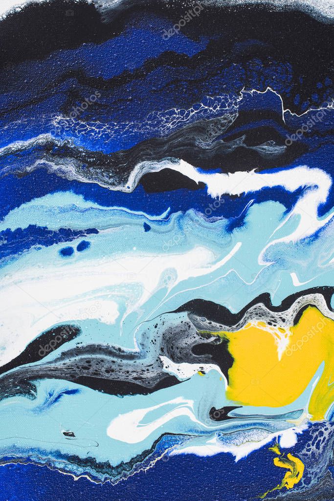 Abstract oil texture colored with yellow and blue paint