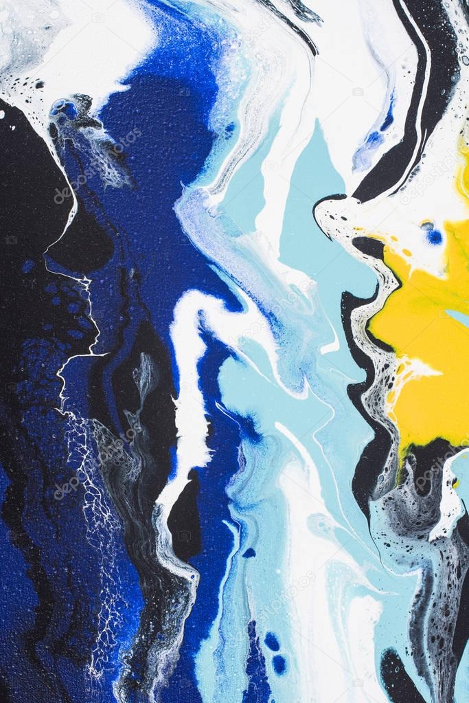 Abstract acrylic background colored with yellow and blue paint