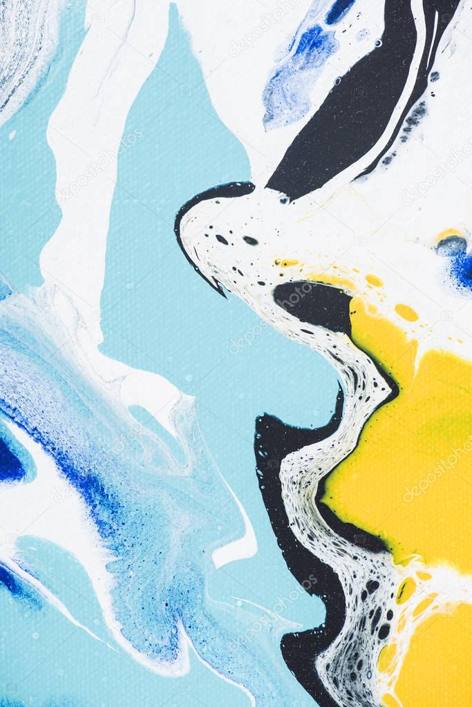 yellow and light blue creative painting as abstract texture 