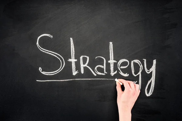 Kézi Írás Stratégia Aláhúzott Felirat Chalkboard — Stock Fotó