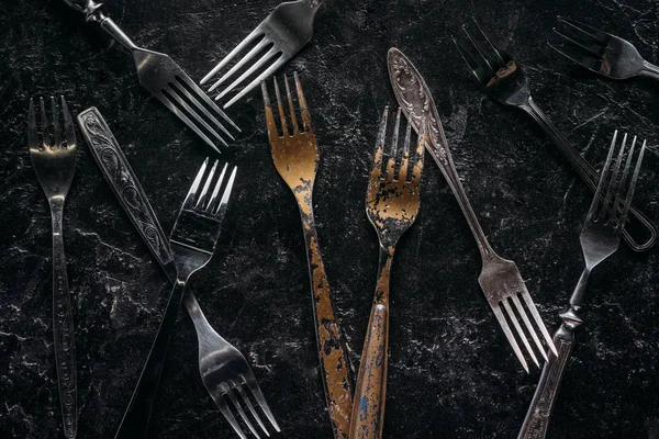 Old Metal Forks Rusted Background — Stock Photo, Image
