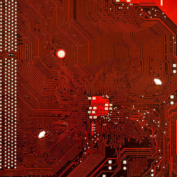System board close-up view with electronic details and components