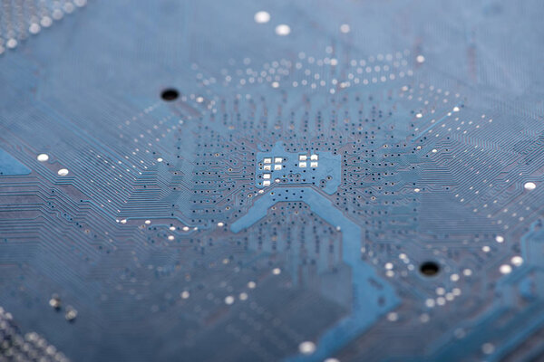 Closeup view of electronic circuit baseboard