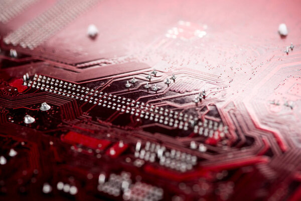 Typical desktop computer motherboard close-up view