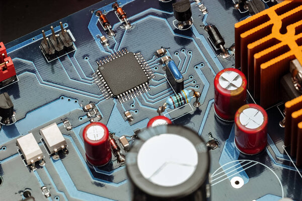 Closeup view of electronic system board