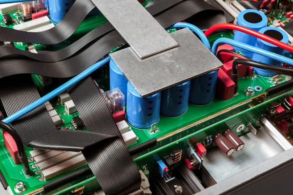 Moderkortet Närbild Med Elektroniska Detaljer Och Komponenter — Stockfoto