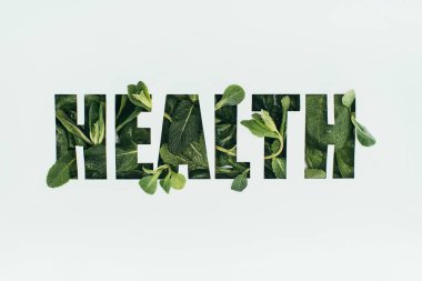 word health made of fresh green leaves isolated on grey clipart