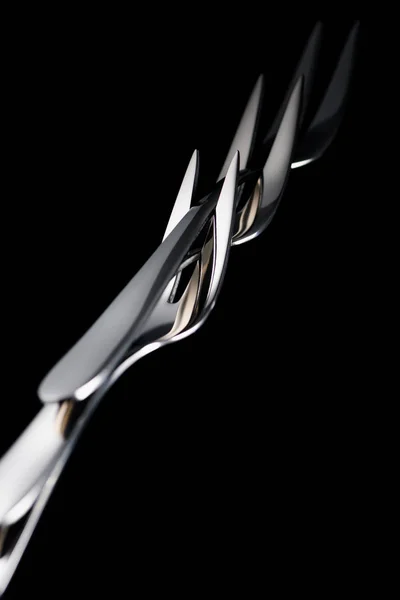 Stainless Forks Two Tines Isolated Black — Free Stock Photo