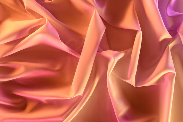 close up view of elegant pink silky fabric as background