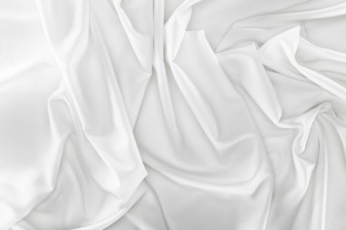 close up view of white soft silk fabric as backdrop clipart