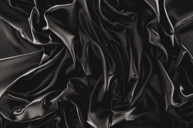 full frame of black elegant silk cloth as background clipart