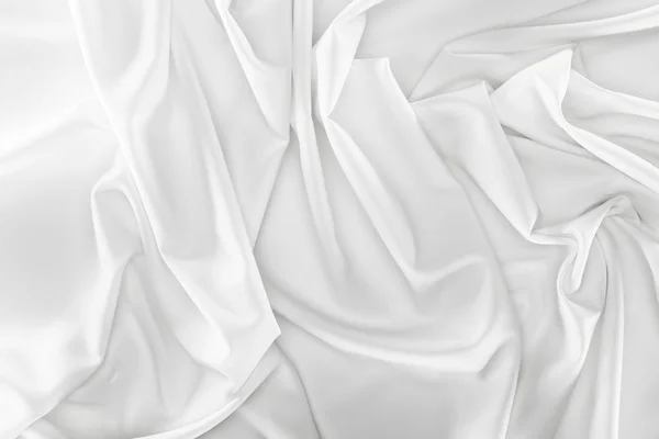 Vista Perto Tecido Seda Macia Branca Como Pano Fundo — Fotografia de Stock