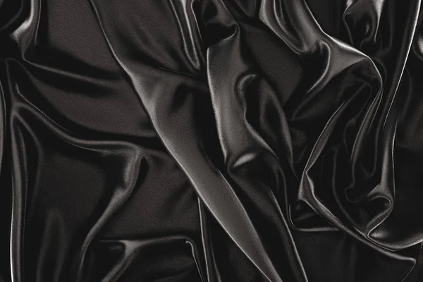 Celoobvodové Černé Elegantní Hedvábné Látky Jako Pozadí — Stock fotografie
