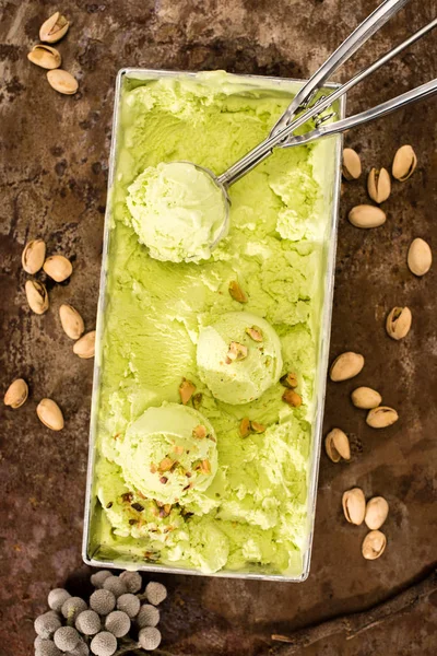 Pistachios ice cream — Stock Photo, Image