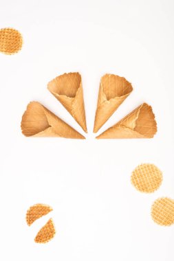 dondurma koni üzerinde beyaz izole Üstten Görünüm