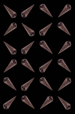 top view of collection of chocolate ice cream isolated on black clipart