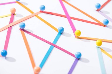 multicolored abstract connected lines with pins, connection and communication concept clipart