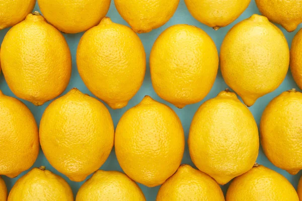 Top View Ripe Yellow Lemons Blue Background — Stock Photo, Image