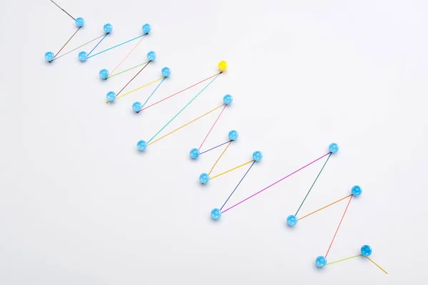 Colorful Connected Drawn Lines Pins Connection Leadership Concept — Stock Photo, Image