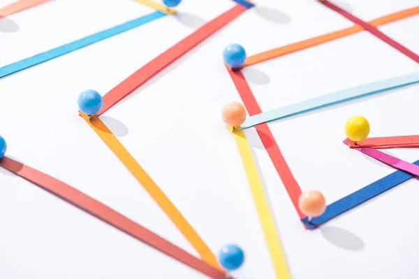 Lignes Connectées Abstraites Multicolores Avec Broches Concept Connexion Communication — Photo