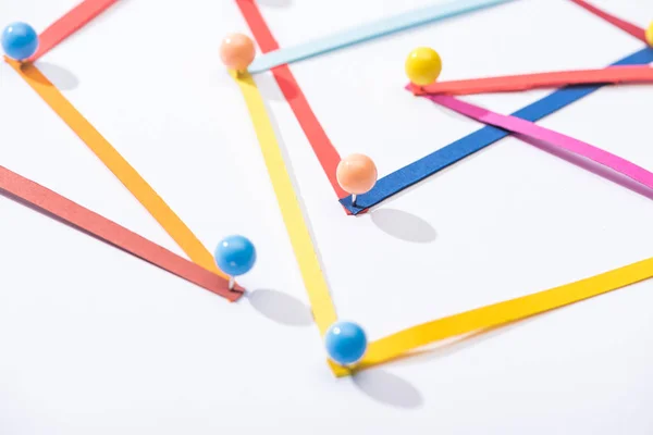 Lignes Connectées Abstraites Multicolores Avec Broches Concept Connexion Communication — Photo