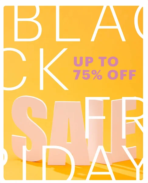 White Sale Lettering Bright Orange Background Black Friday Percent Illustration — Stock Photo, Image