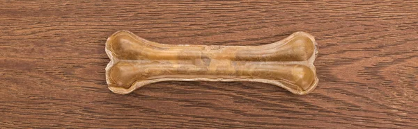 Top View Kisállat Csont Fából Készült Asztalon Panorámás Lövés — Stock Fotó